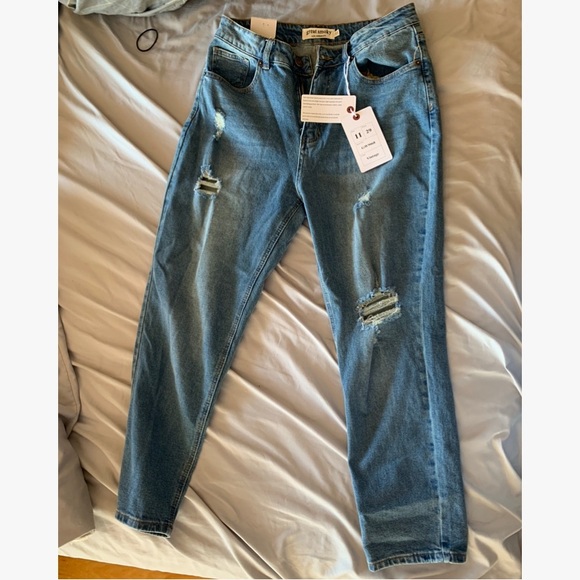 Boyfriend Ripped Straight Pants Jeans - Picture 1 of 11